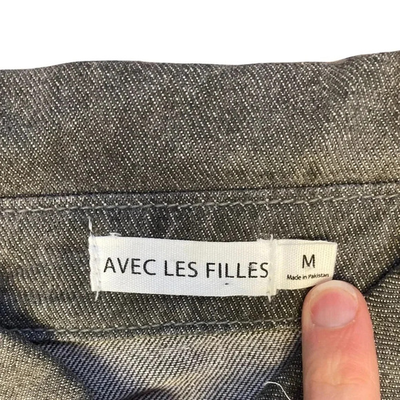 Avec Les Filles Denim Shirt Dress | Gray Black | Size M - Picture 6 of 7